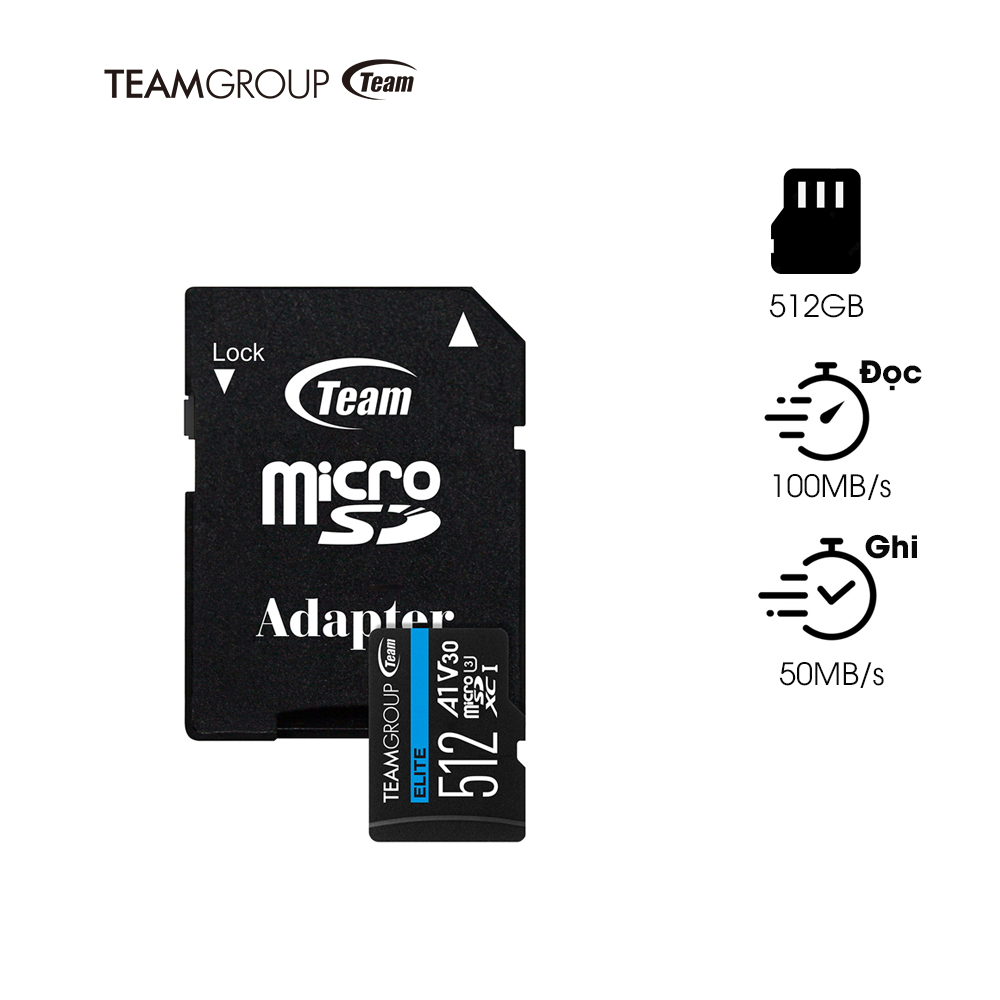 Thẻ nhớ TeamGroup Elite 512G UHS-I U3 V30 A1 – TEAUSDX512GIV30A103